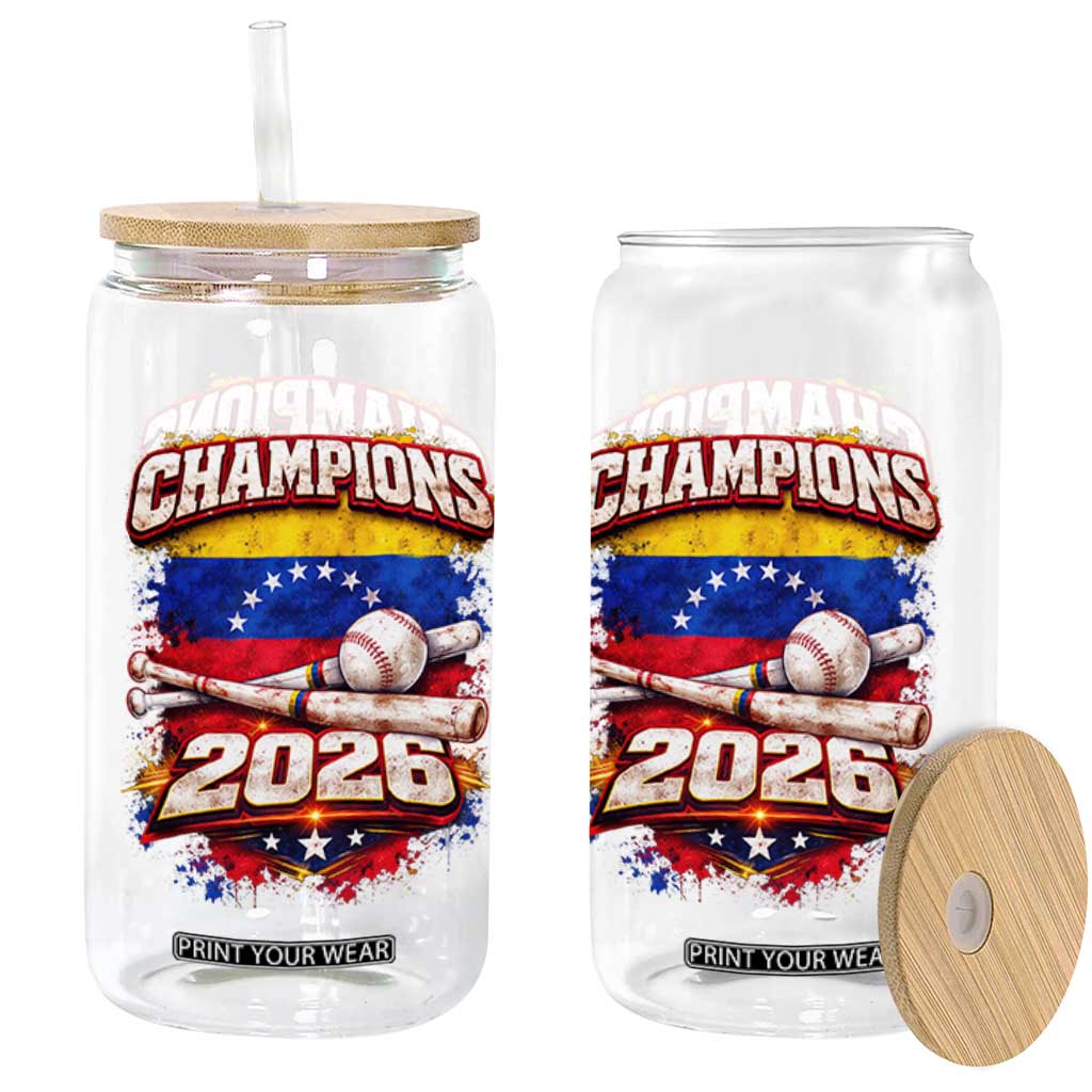Venezuela Champions 2026 Baseball Lover Venezuelan Flag Glass Can TS11 Print Your Wear