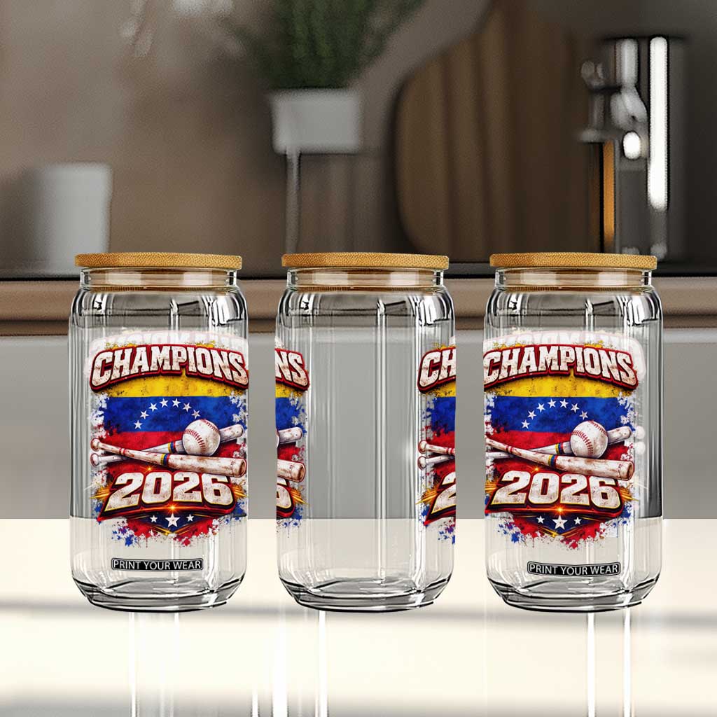 Venezuela Champions 2026 Baseball Lover Venezuelan Flag Glass Can TS11 Print Your Wear