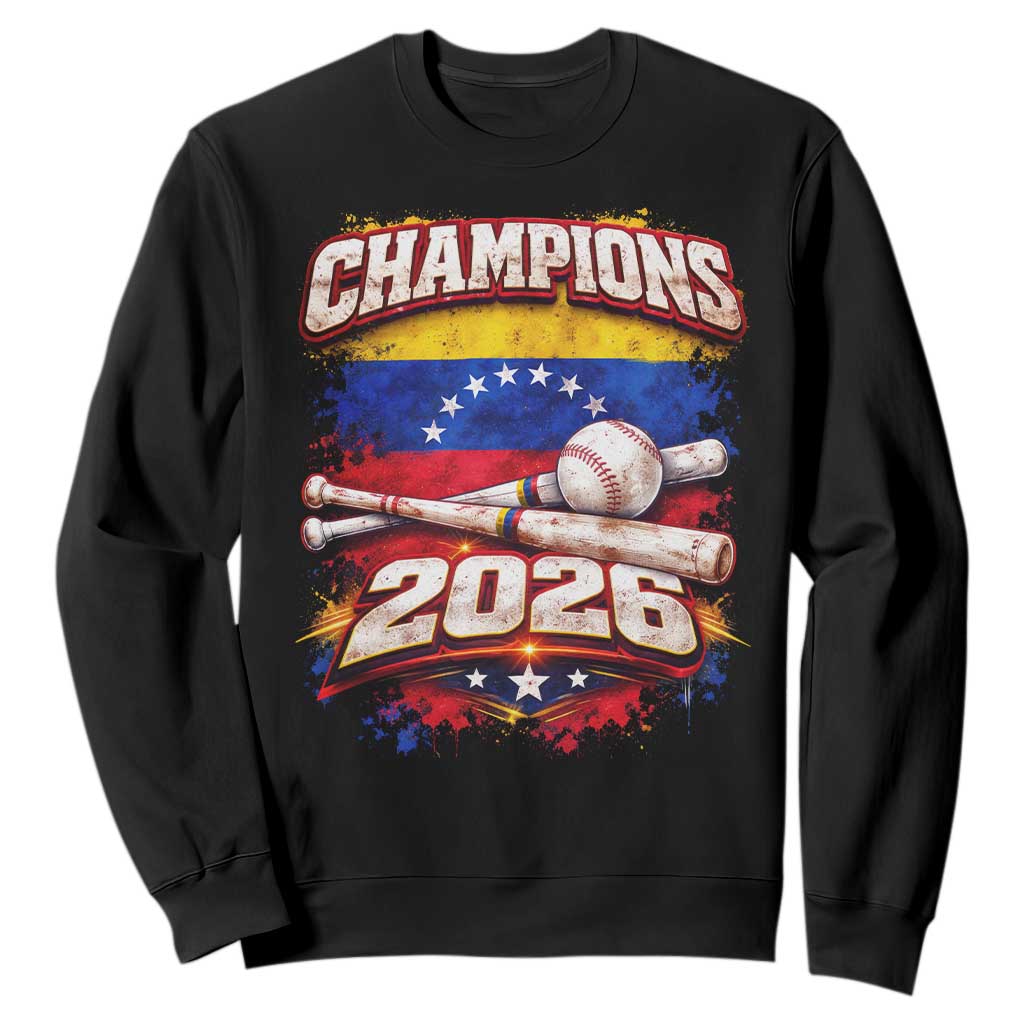 Venezuela Champions 2026 Baseball Lover Venezuelan Flag Sweatshirt TS11 Black Print Your Wear