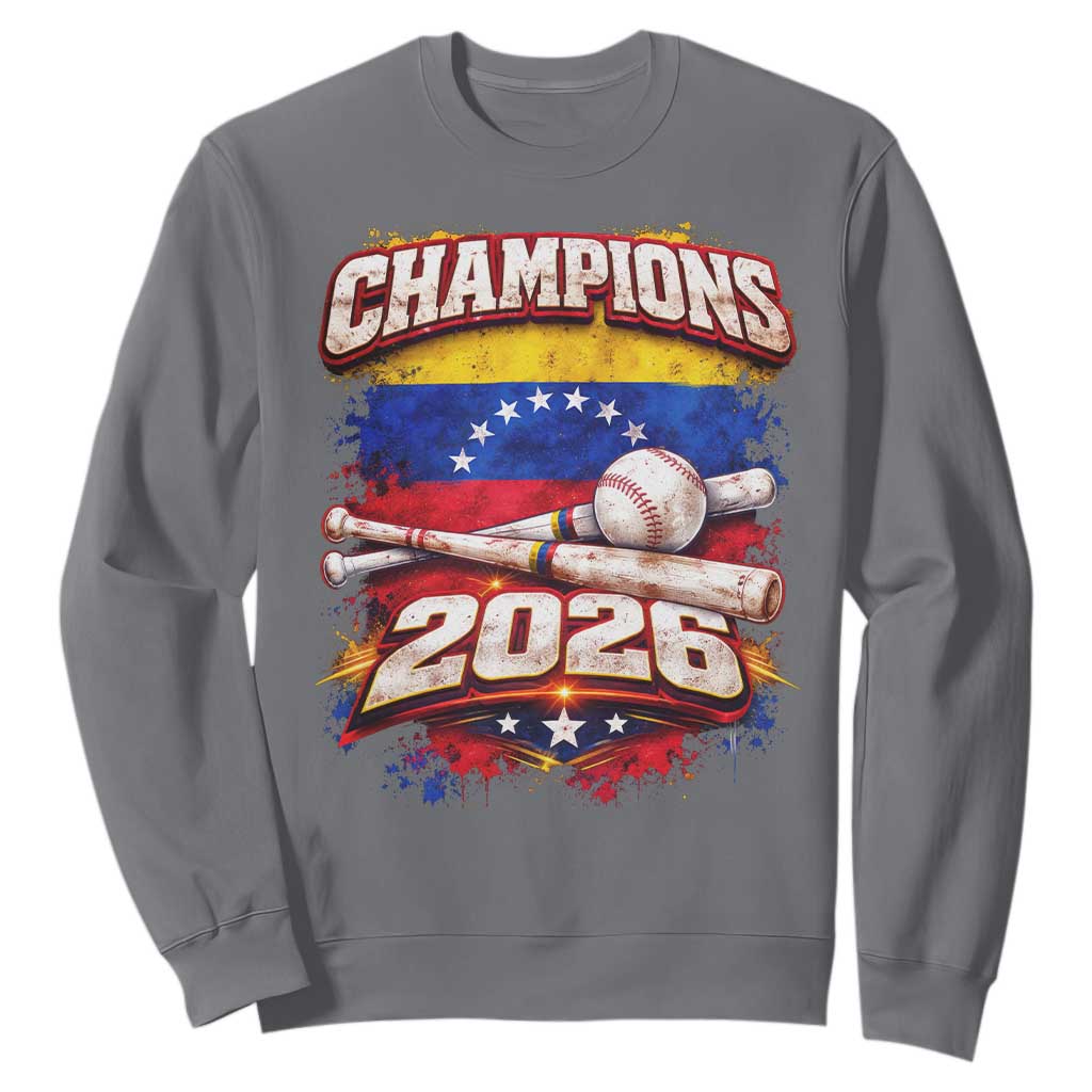 Venezuela Champions 2026 Baseball Lover Venezuelan Flag Sweatshirt TS11 Charcoal Print Your Wear