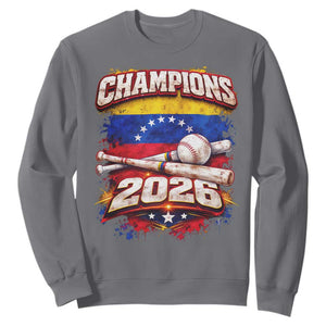 Venezuela Champions 2026 Baseball Lover Venezuelan Flag Sweatshirt TS11 Charcoal Print Your Wear