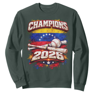 Venezuela Champions 2026 Baseball Lover Venezuelan Flag Sweatshirt TS11 Dark Forest Green Print Your Wear