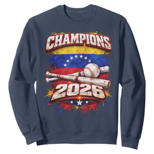Venezuela Champions 2026 Baseball Lover Venezuelan Flag Sweatshirt TS11 Navy Print Your Wear