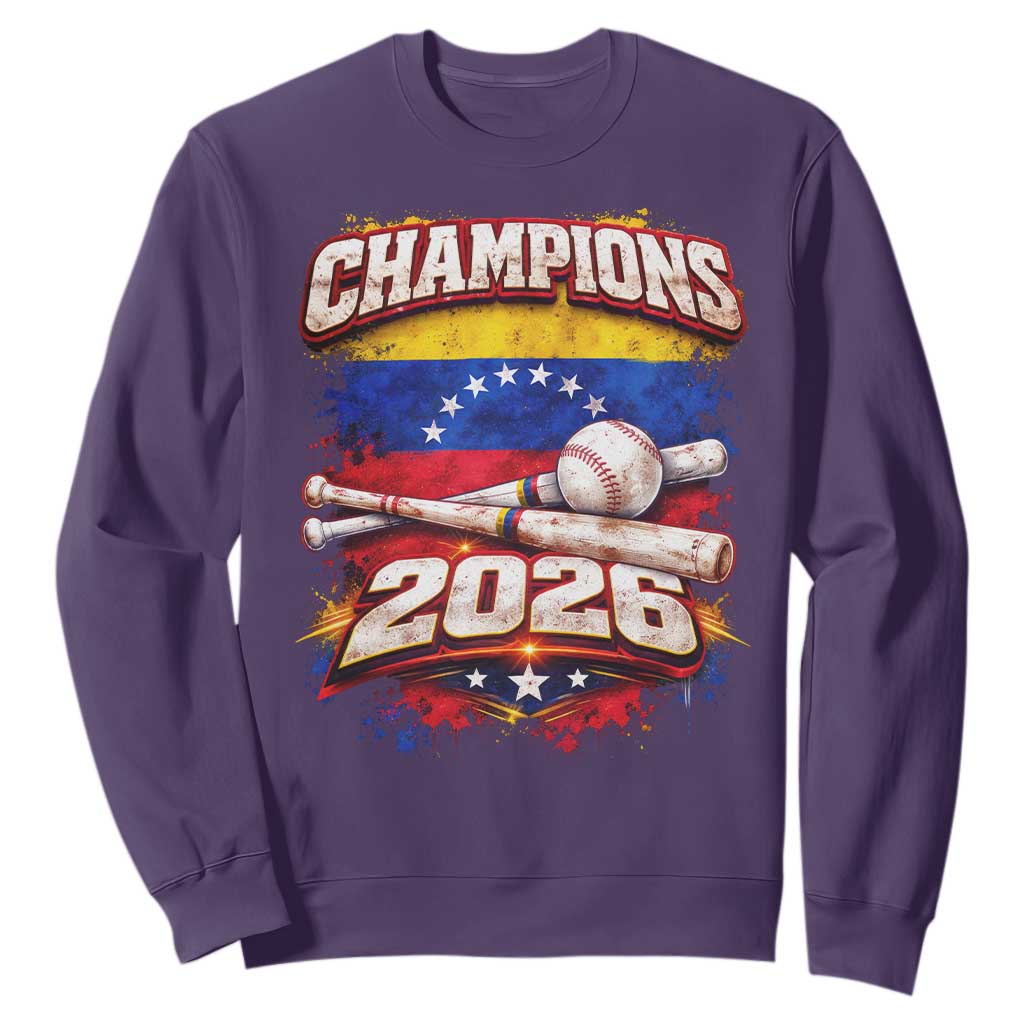Venezuela Champions 2026 Baseball Lover Venezuelan Flag Sweatshirt TS11 Purple Print Your Wear