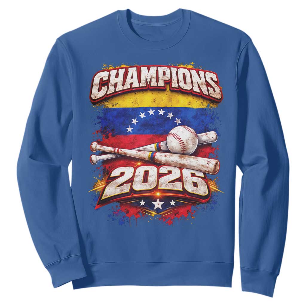Venezuela Champions 2026 Baseball Lover Venezuelan Flag Sweatshirt TS11 Royal Blue Print Your Wear