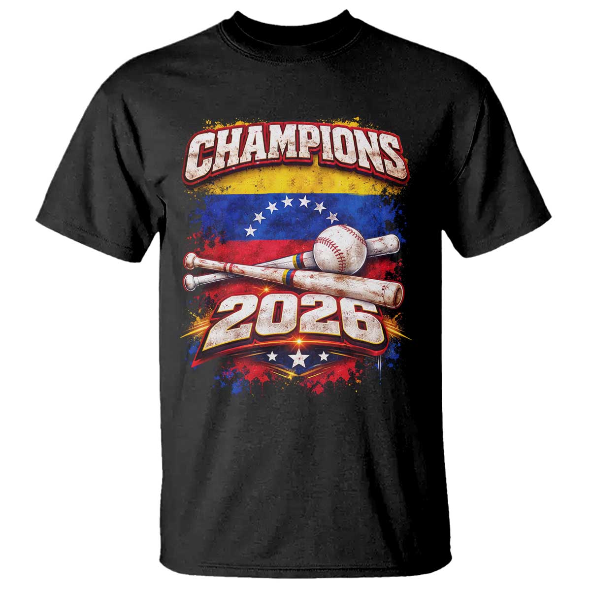 Venezuela Champions 2026 Baseball Lover Venezuelan Flag T Shirt TS11 Black Print Your Wear