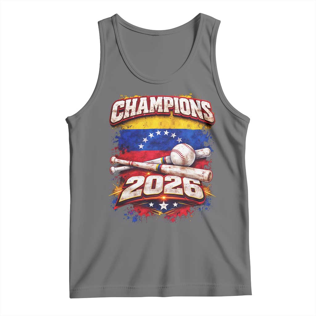 Venezuela Champions 2026 Baseball Lover Venezuelan Flag Tank Top TS11 Black Heather Print Your Wear