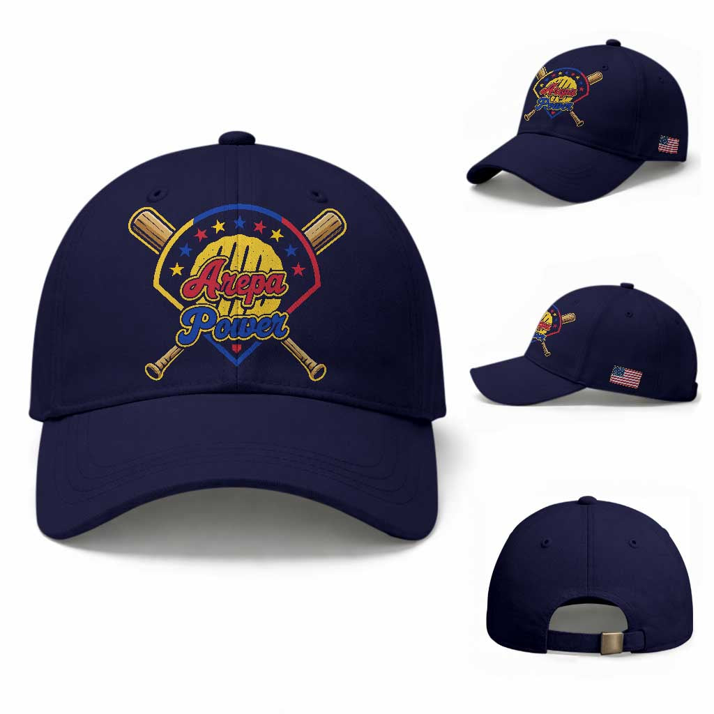 Arepa Power Venezuela Baseball Lover Baseball Cap Venezuelan Pride TS11 Baseball Cap Universal Fit Dark Blue Print Your Wear