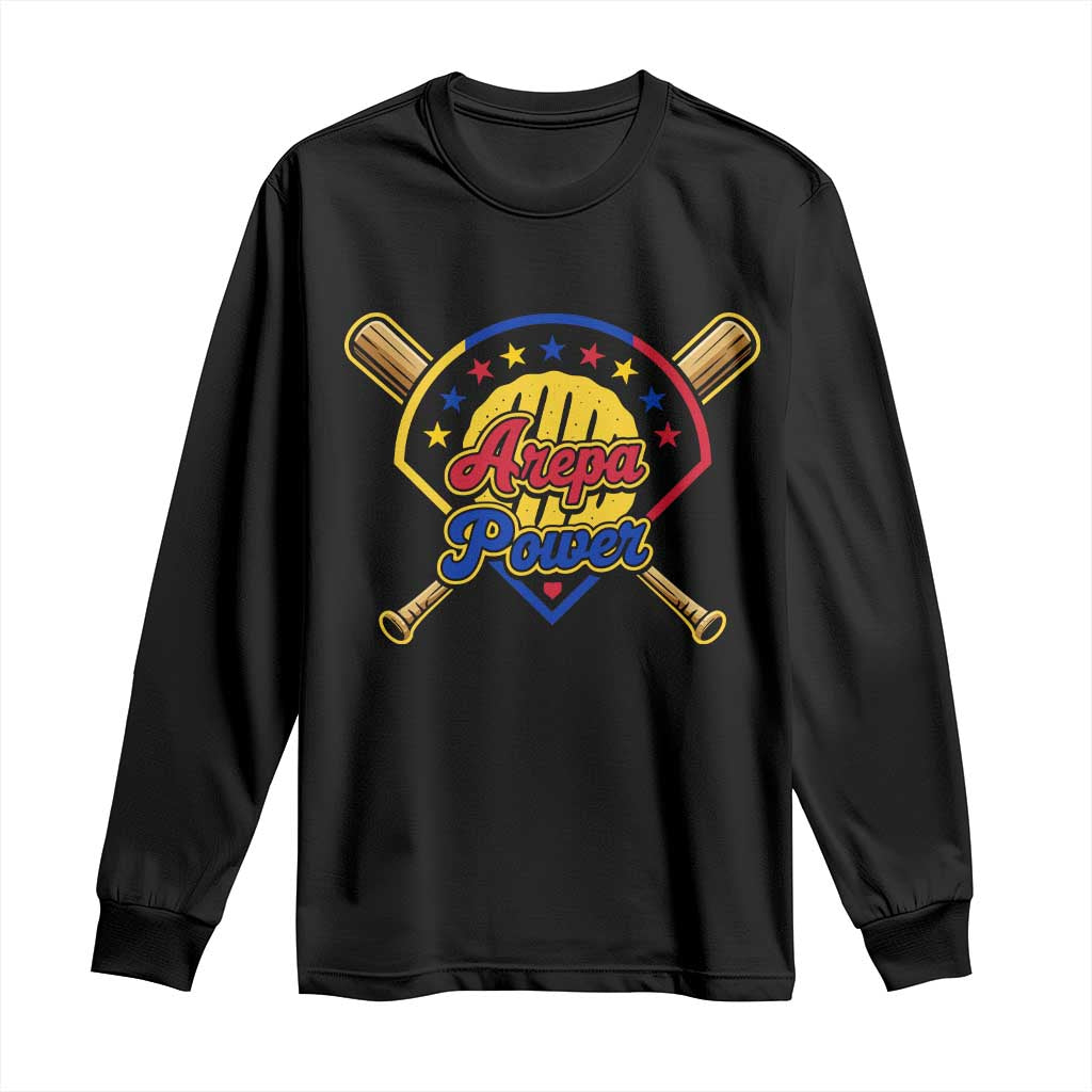 Arepa Power Venezuela Baseball Lover Long Sleeve Shirt Venezuelan Pride TS11 Black Print Your Wear