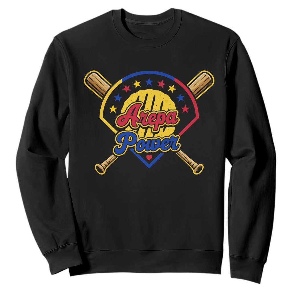 Arepa Power Venezuela Baseball Lover Sweatshirt Venezuelan Pride TS11 Black Print Your Wear