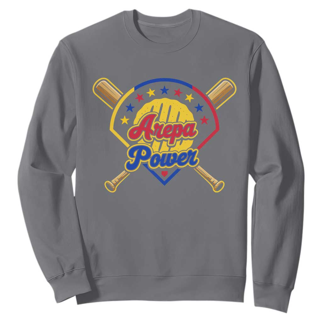 Arepa Power Venezuela Baseball Lover Sweatshirt Venezuelan Pride TS11 Charcoal Print Your Wear