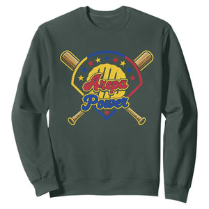 Arepa Power Venezuela Baseball Lover Sweatshirt Venezuelan Pride TS11 Dark Forest Green Print Your Wear
