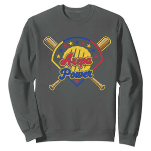 Arepa Power Venezuela Baseball Lover Sweatshirt Venezuelan Pride TS11 Dark Heather Print Your Wear