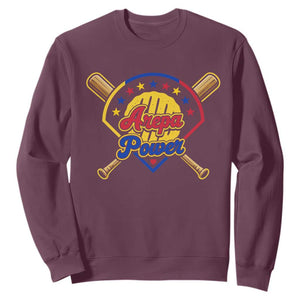 Arepa Power Venezuela Baseball Lover Sweatshirt Venezuelan Pride TS11 Maroon Print Your Wear
