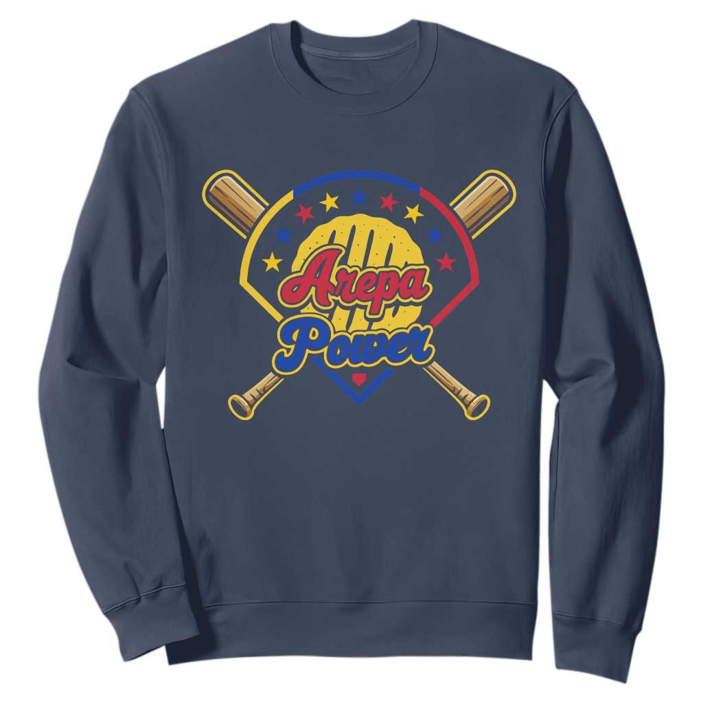 Arepa Power Venezuela Baseball Lover Sweatshirt Venezuelan Pride TS11 Navy Print Your Wear