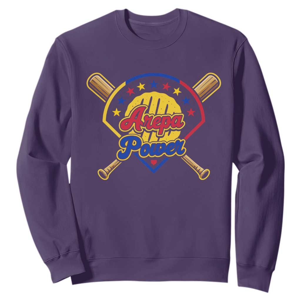 Arepa Power Venezuela Baseball Lover Sweatshirt Venezuelan Pride TS11 Purple Print Your Wear