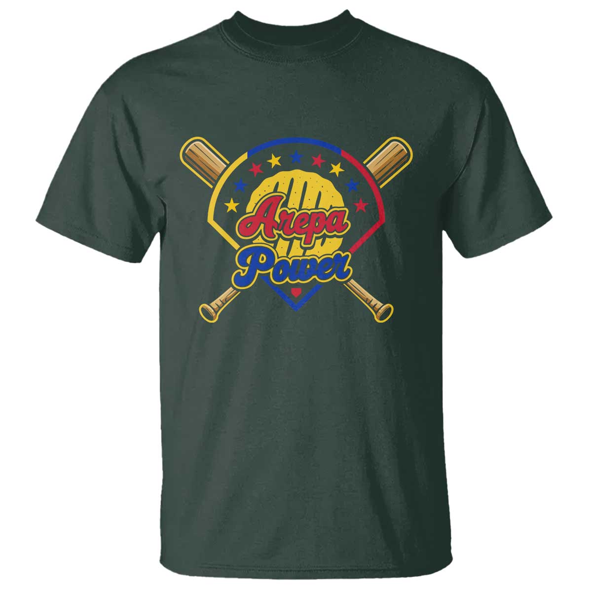 Arepa Power Venezuela Baseball Lover T Shirt Venezuelan Pride TS11 Dark Forest Green Print Your Wear