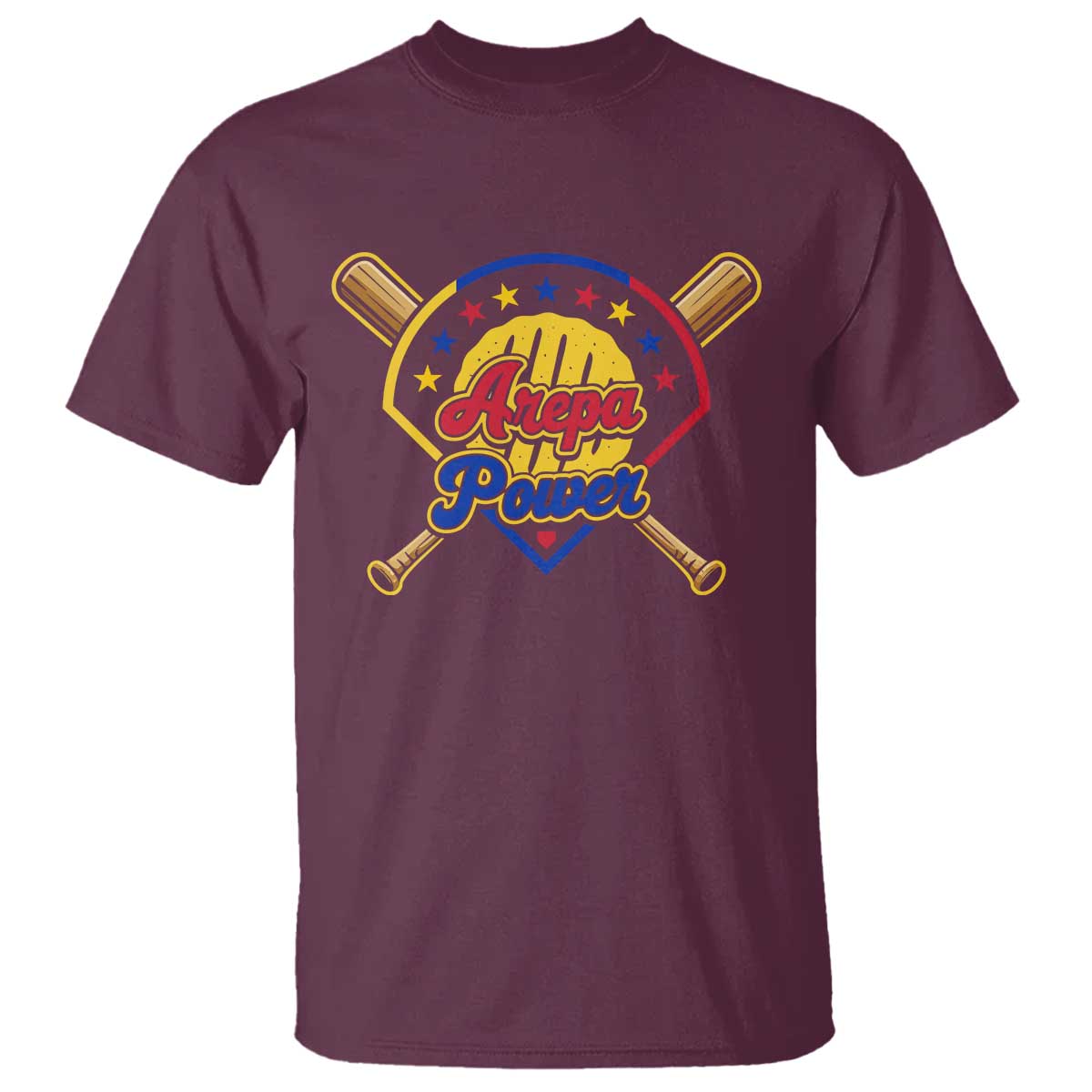 Arepa Power Venezuela Baseball Lover T Shirt Venezuelan Pride TS11 Maroon Print Your Wear