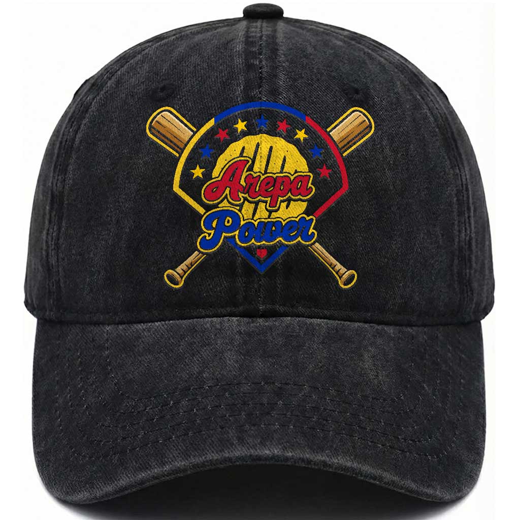 Arepa Power Venezuela Baseball Lover Washed Cotton Baseball Cap Venezuelan Pride TS11 Print Your Wear
