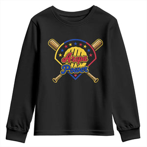Arepa Power Venezuela Baseball Lover Youth Sweatshirt Venezuelan Pride TS11 Black Print Your Wear