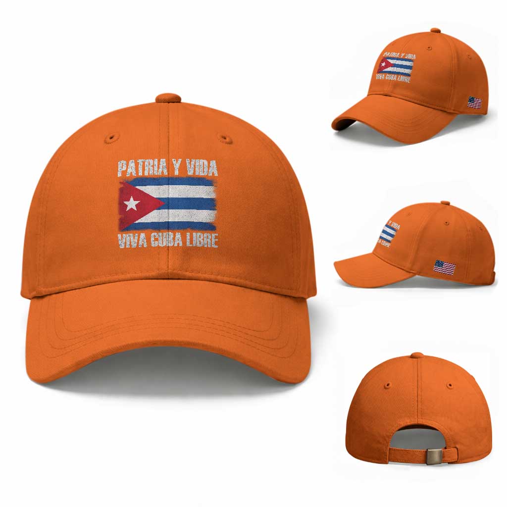 Patria y Vida Cuba Libre Baseball Cap Freedom Patriotic Cuban Flag TS11 Baseball Cap Universal Fit Orange Print Your Wear