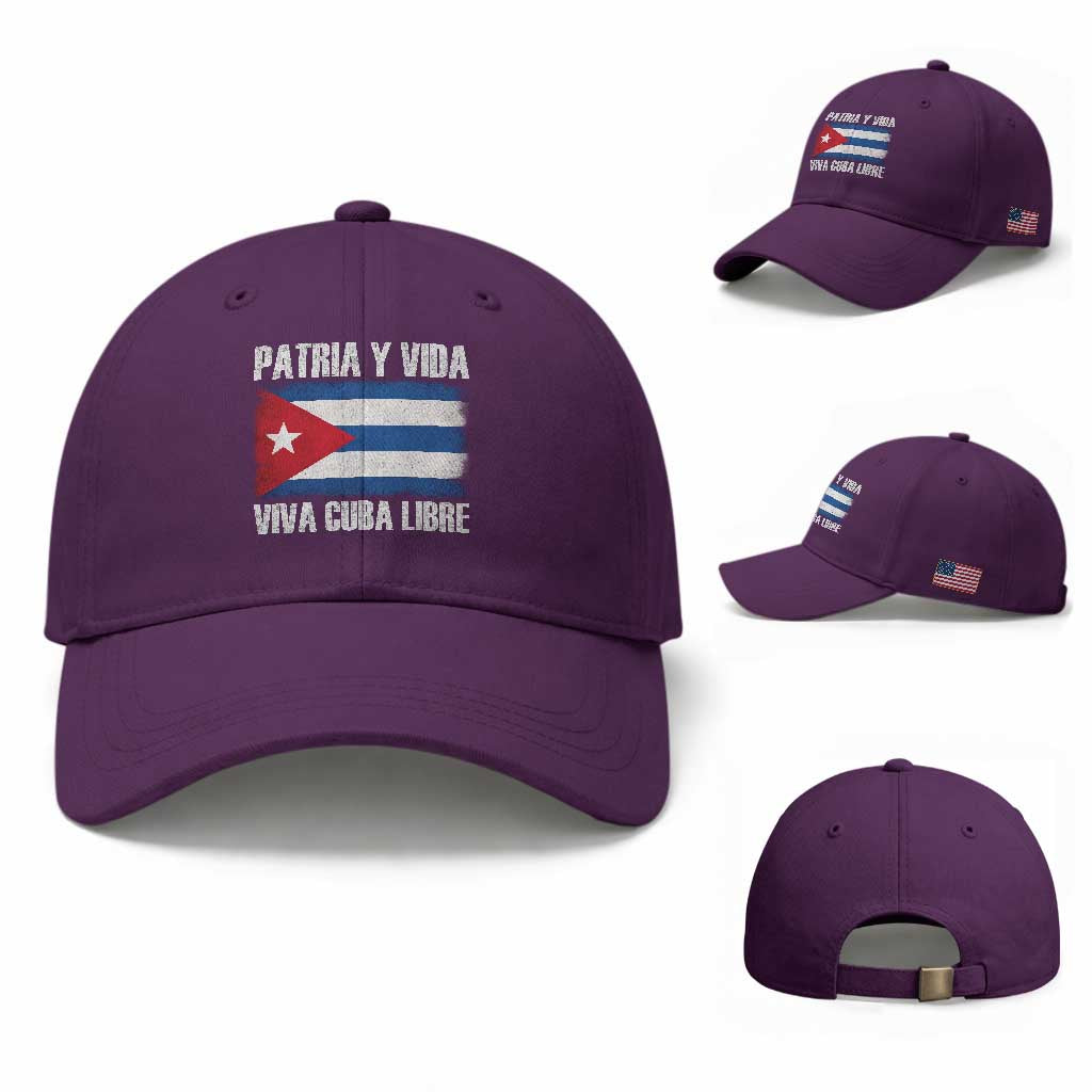 Patria y Vida Cuba Libre Baseball Cap Freedom Patriotic Cuban Flag TS11 Baseball Cap Universal Fit Purple Print Your Wear