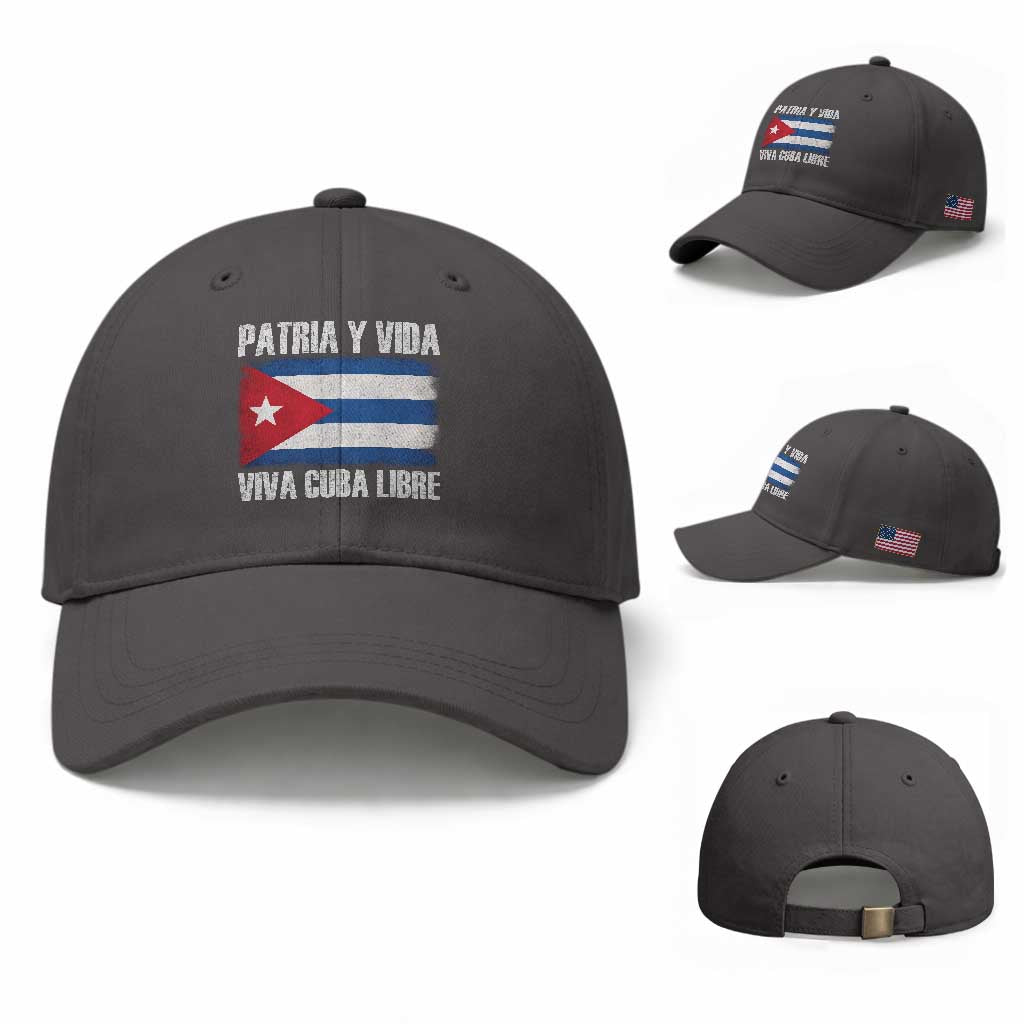 Patria y Vida Cuba Libre Baseball Cap Freedom Patriotic Cuban Flag TS11 Baseball Cap Universal Fit Dark Gray Print Your Wear