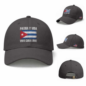 Patria y Vida Cuba Libre Baseball Cap Freedom Patriotic Cuban Flag TS11 Baseball Cap Universal Fit Dark Gray Print Your Wear