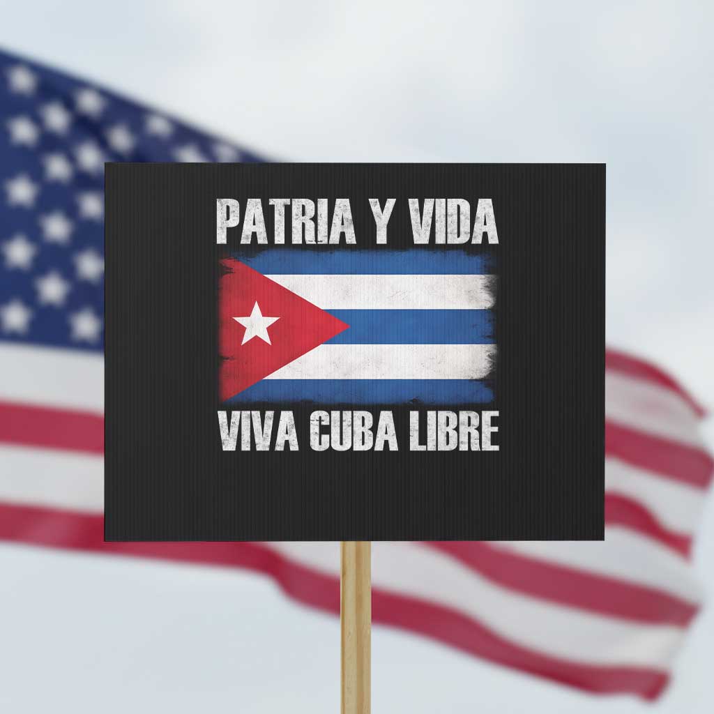 Patria y Vida Cuba Libre Protest Sign Freedom Patriotic Cuban Flag TS11 Horizontal 18