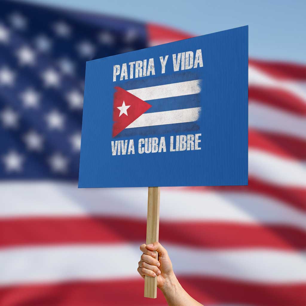 Patria y Vida Cuba Libre Protest Sign Freedom Patriotic Cuban Flag TS11 Horizontal 18