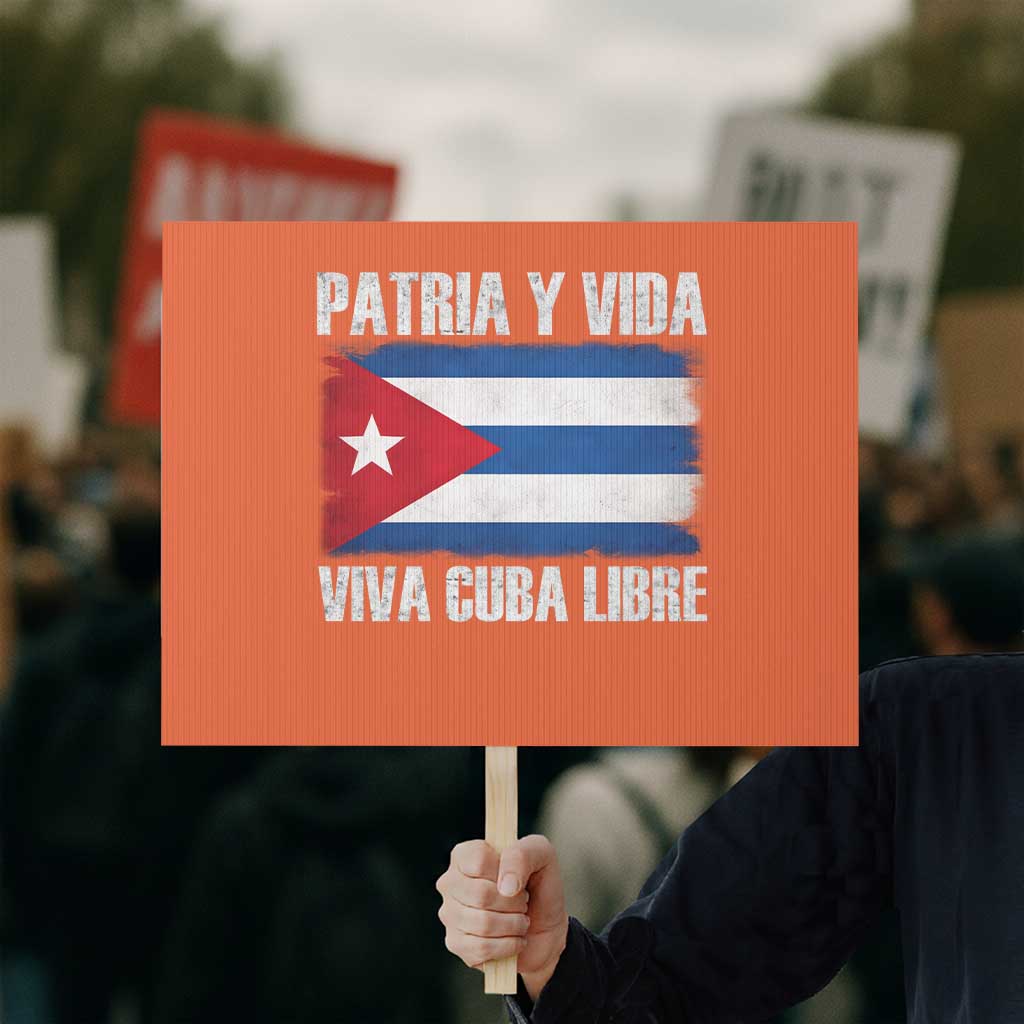 Patria y Vida Cuba Libre Protest Sign Freedom Patriotic Cuban Flag TS11 Horizontal 18
