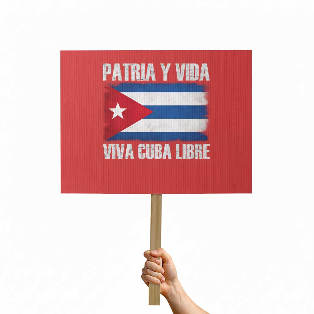 Patria y Vida Cuba Libre Protest Sign Freedom Patriotic Cuban Flag TS11 Horizontal 18