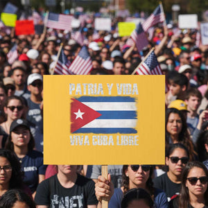 Patria y Vida Cuba Libre Protest Sign Freedom Patriotic Cuban Flag TS11 Horizontal 18" × 24" Yellow Print Your Wear