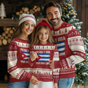 Patria y Vida Cuba Libre Ugly Christmas Sweater Freedom Patriotic Cuban Flag TS11 Red Beige Print Your Wear