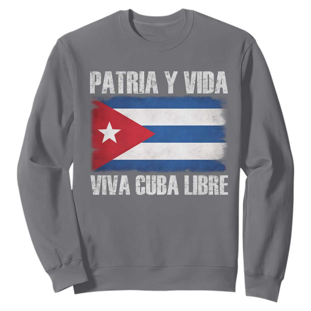 Patria y Vida Cuba Libre Sweatshirt Freedom Patriotic Cuban Flag TS11 Charcoal Print Your Wear