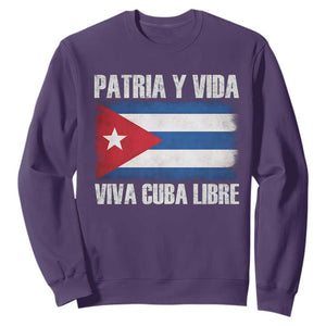 Patria y Vida Cuba Libre Sweatshirt Freedom Patriotic Cuban Flag TS11 Purple Print Your Wear