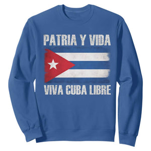 Patria y Vida Cuba Libre Sweatshirt Freedom Patriotic Cuban Flag TS11 Royal Blue Print Your Wear