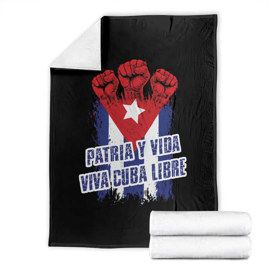 Patria y Vida Cuba Libre Throw Blanket Cuba Flag Fist Freedom Movement TS11 Black Print Your Wear