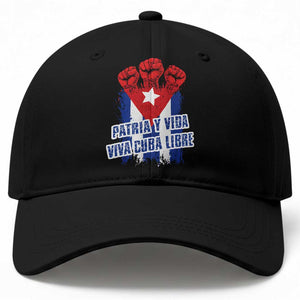 Patria y Vida Cuba Libre Baseball Cap Cuba Flag Fist Freedom Movement TS11 Print Your Wear