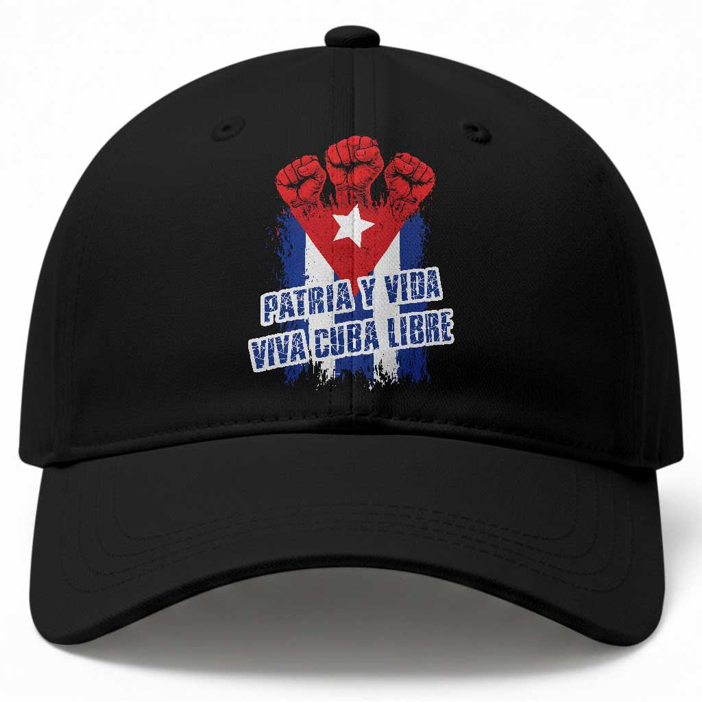 Patria y Vida Cuba Libre Baseball Cap Cuba Flag Fist Freedom Movement TS11 Print Your Wear