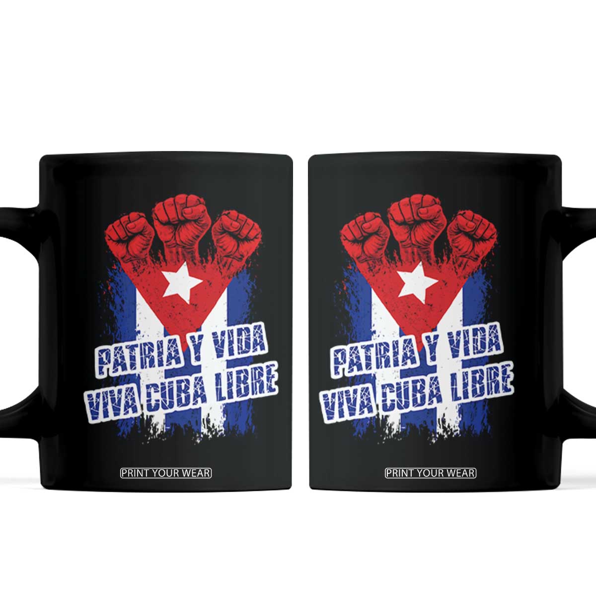 Patria y Vida Cuba Libre Coffee Mug Cuba Flag Fist Freedom Movement TS11 Black Print Your Wear