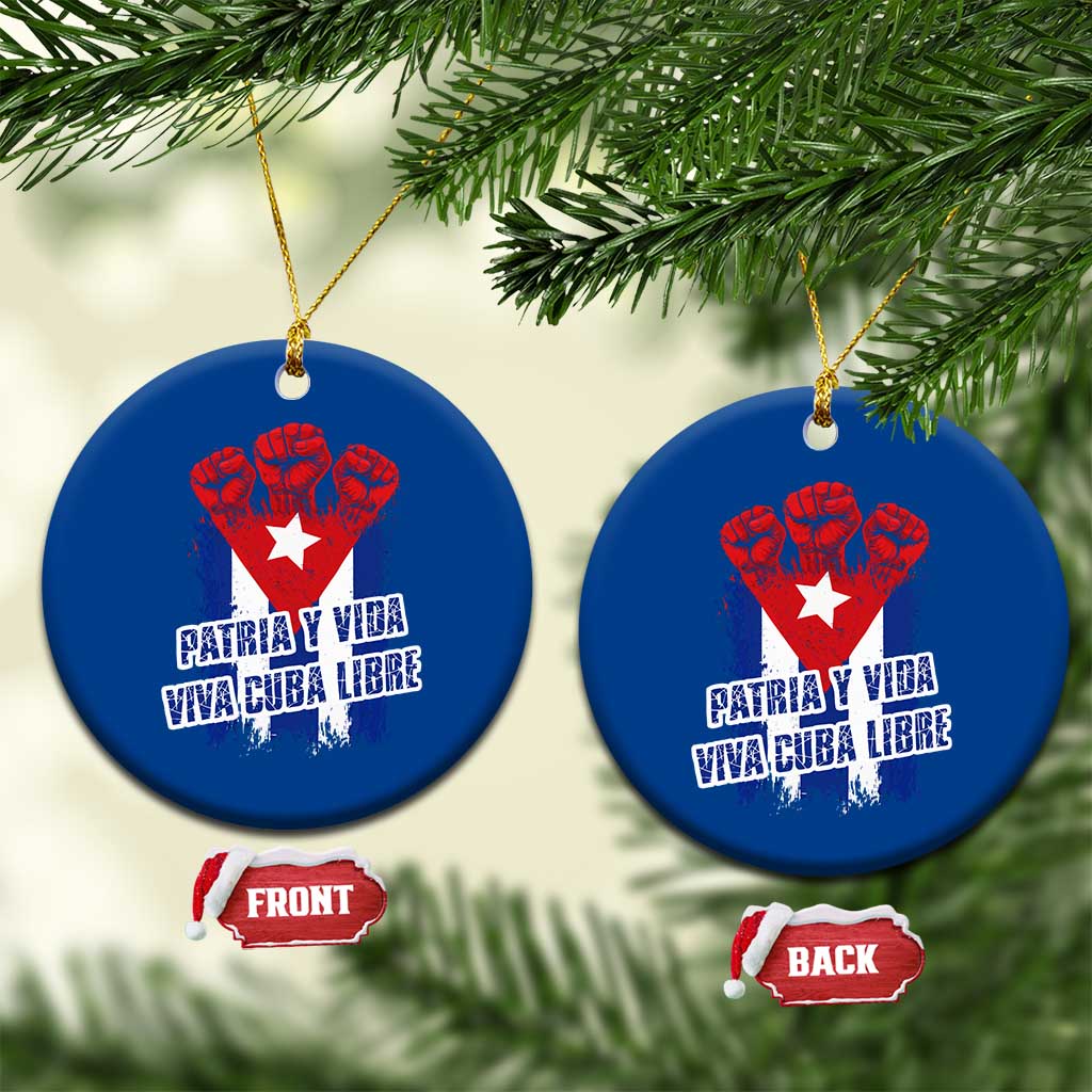 Patria y Vida Cuba Libre Ceramic Ornament Cuba Flag Fist Freedom Movement TS11 1pc Blue Print Your Wear
