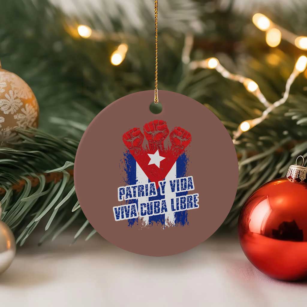 Patria y Vida Cuba Libre Ceramic Ornament Cuba Flag Fist Freedom Movement TS11 1pc Mocha Print Your Wear