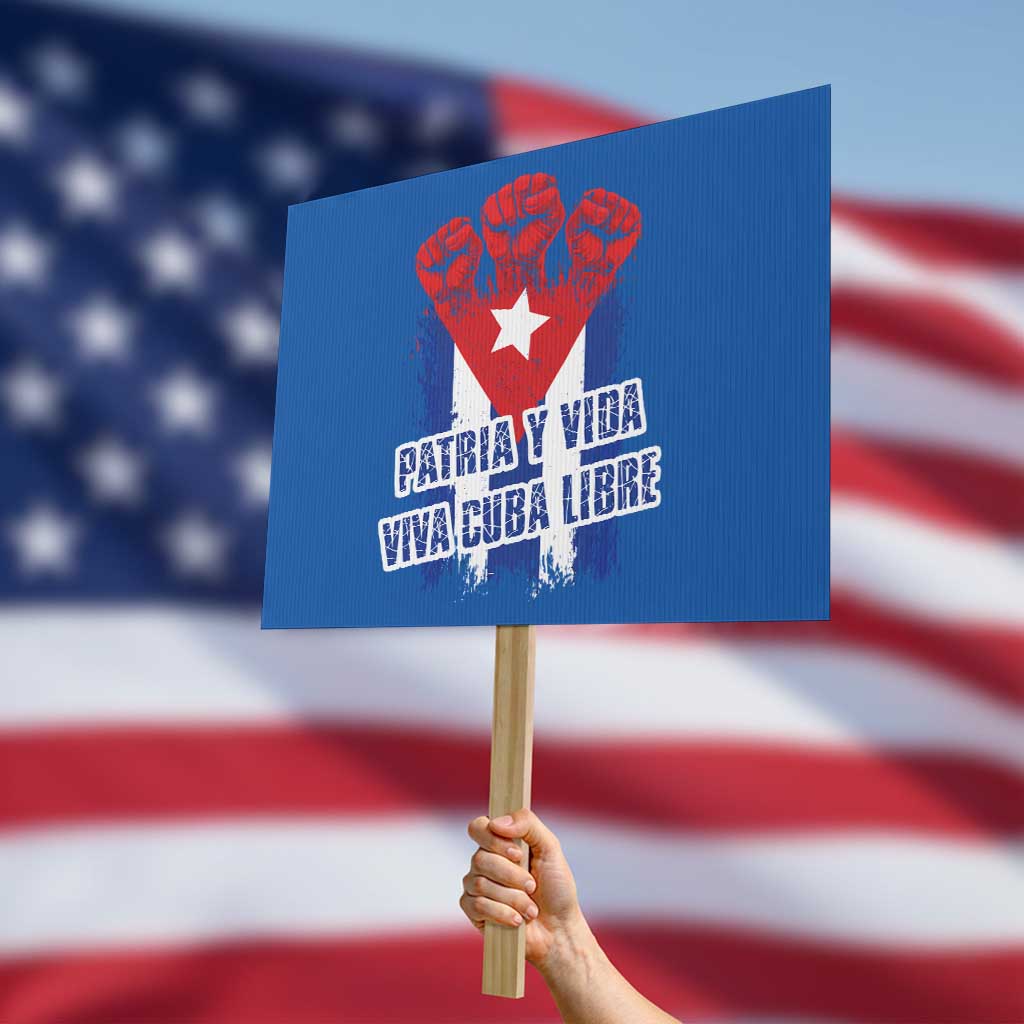 Patria y Vida Cuba Libre Protest Sign Cuba Flag Fist Freedom Movement TS11 Horizontal 18
