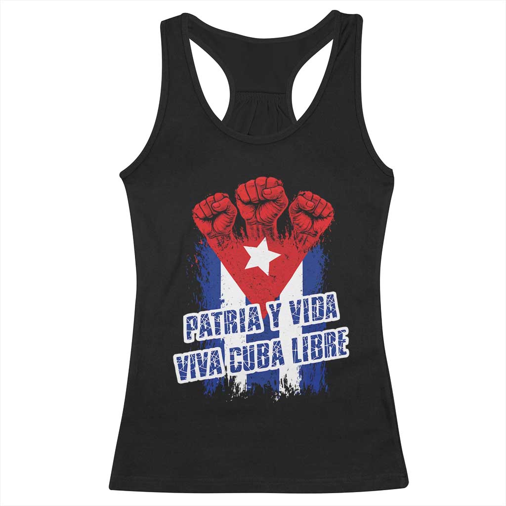 Patria y Vida Cuba Libre Racerback Tank Top Cuba Flag Fist Freedom Movement TS11 Black Print Your Wear