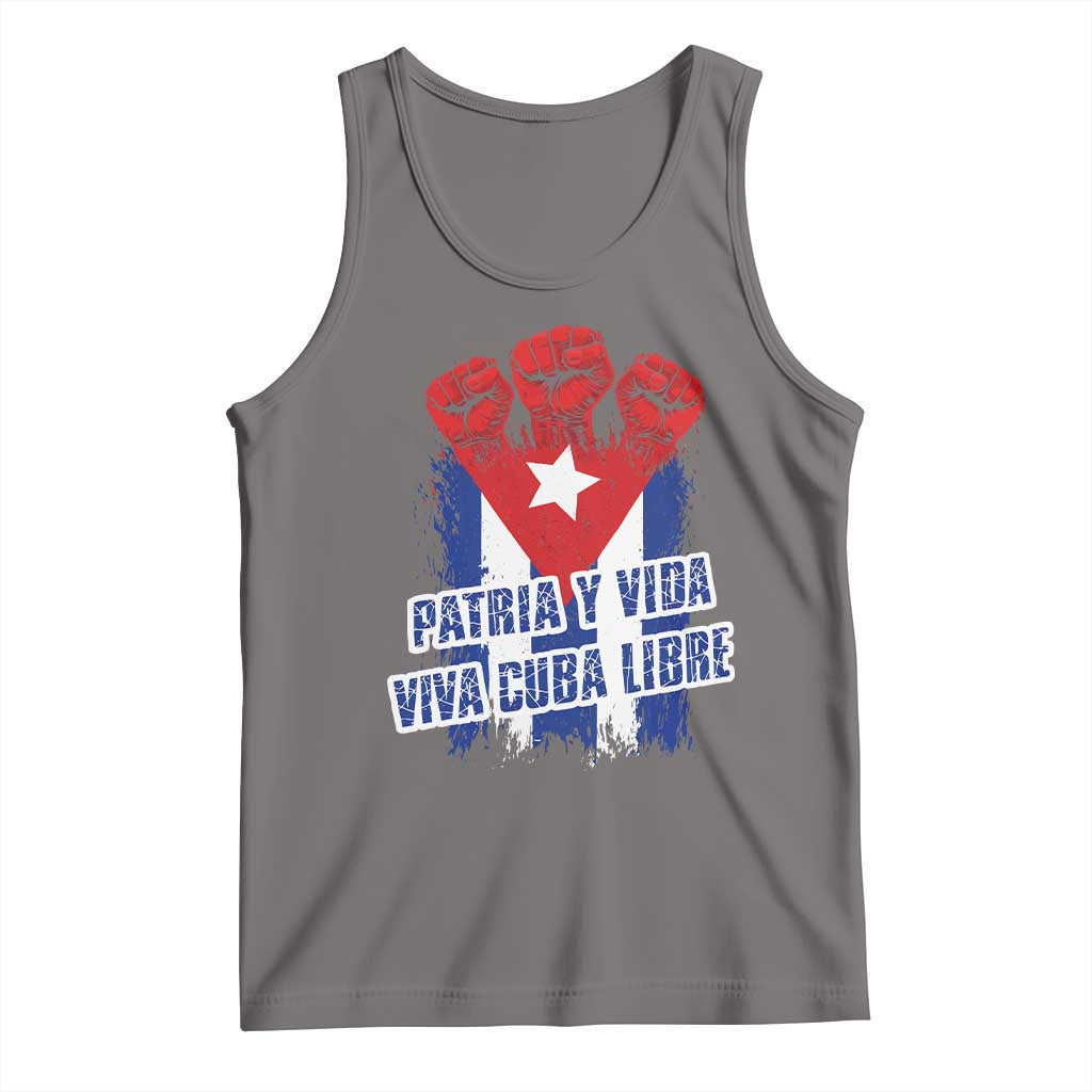 Patria y Vida Cuba Libre Tank Top Cuba Flag Fist Freedom Movement TS11 Deep Heather Print Your Wear