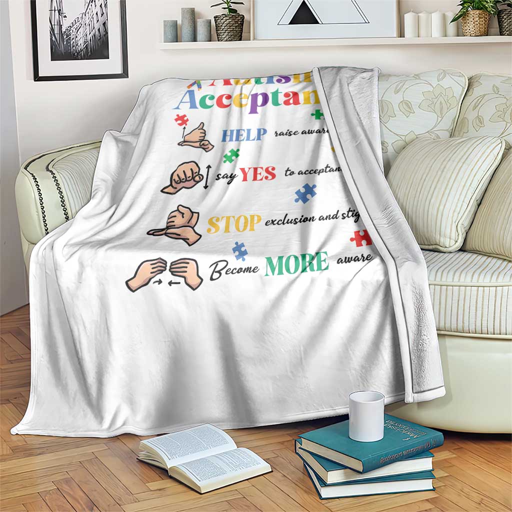 Autism Awareness Acceptance Hand Sign Language SPED Teacher Throw Blanket TS11 Print Your Wear