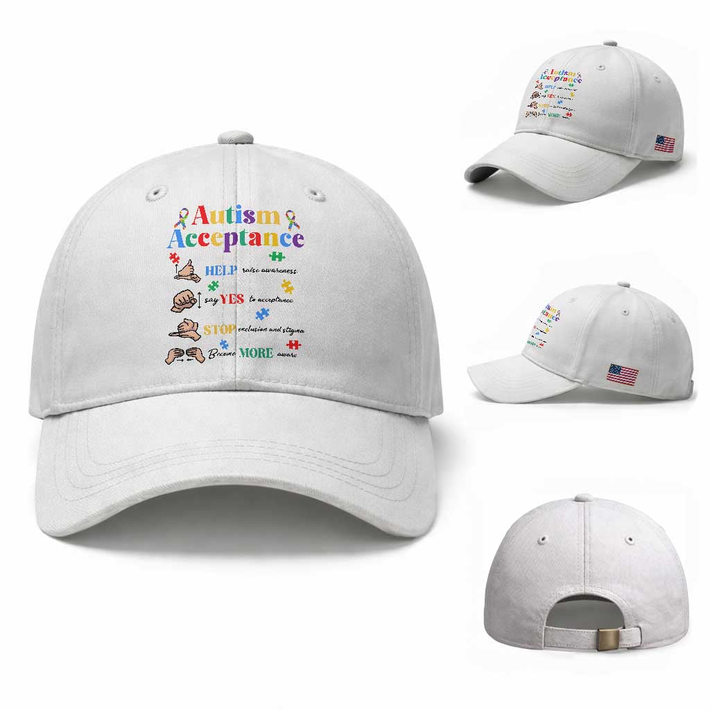 Autism Awareness Acceptance Hand Sign Language SPED Teacher Baseball Cap TS11 Baseball Cap Universal Fit White Print Your Wear