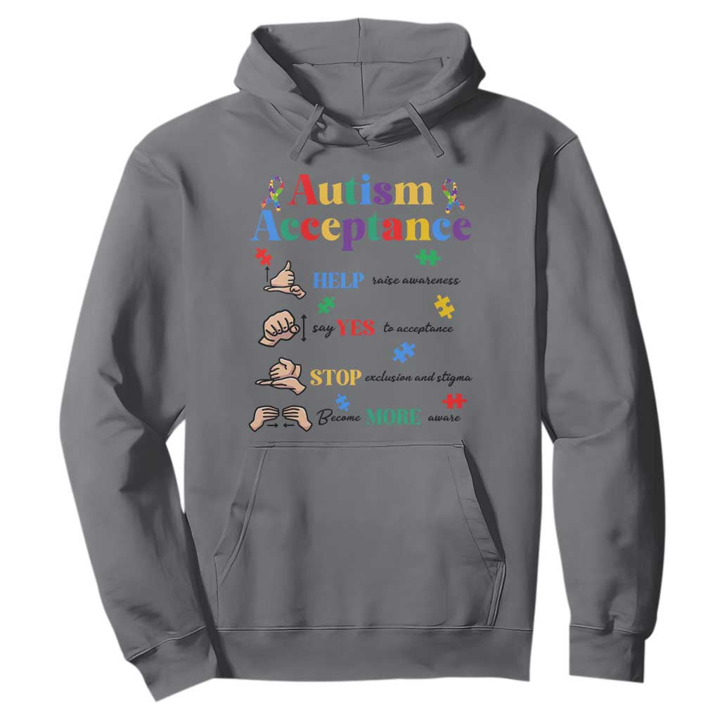 Autism Awareness Acceptance Hand Sign Language SPED Teacher Hoodie TS11 Charcoal Print Your Wear