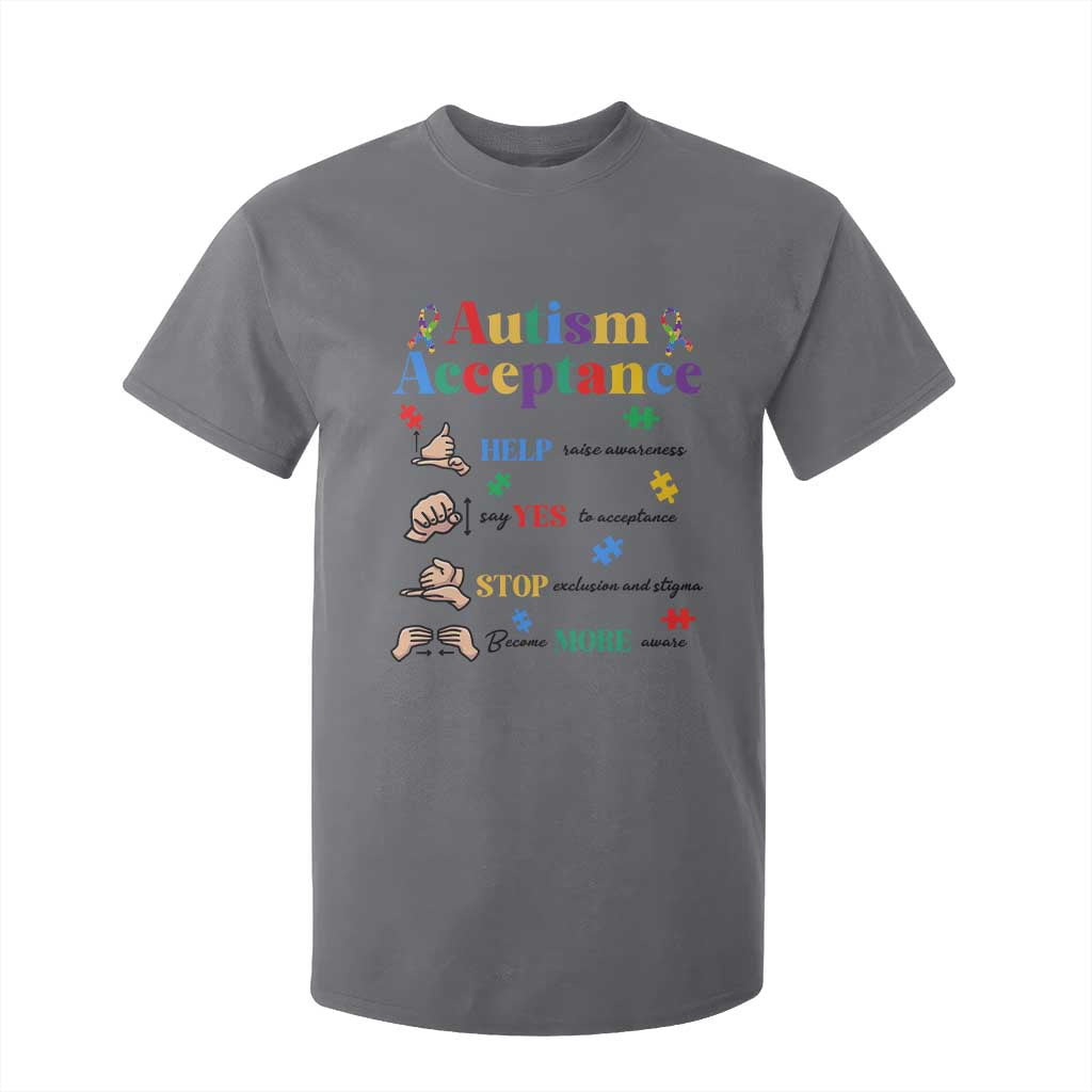 Autism Awareness Acceptance Hand Sign Language SPED Teacher T Shirt For Kid TS11 Charcoal Print Your Wear